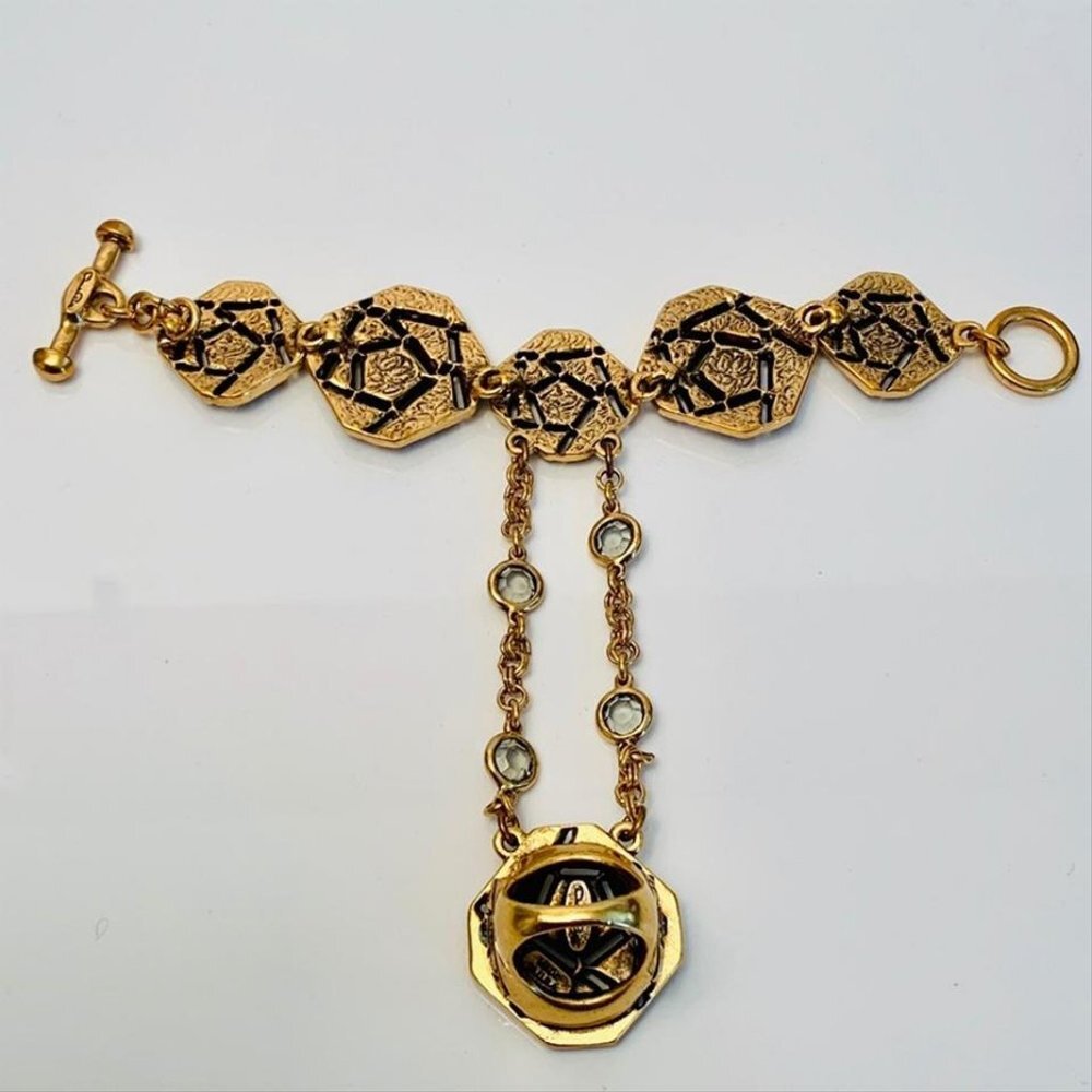 Oscar de la Renta Rose Pave Bracelet With Ring - Picture 8 of 11
